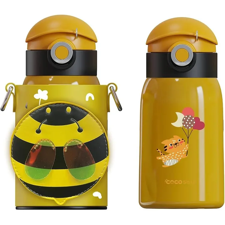 VAGONLİFE COCOSMILE ÖZEL KUTULU KILIFLI BOYUN ASKILI ÇELİK TERMOS CS8105 470ML SARI