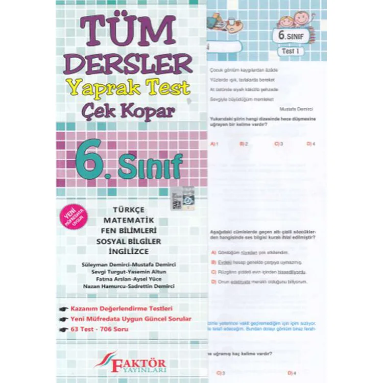 FAKTÖR 6. SINIF TÜM DERSLER YAPRAK TEST- ÇEK KOPAR