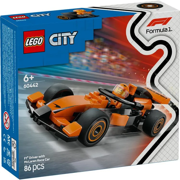 LEGO CITY 60442 F1 DRIVER WITH MCLAREN RACE CAR 86 PARÇA 6+