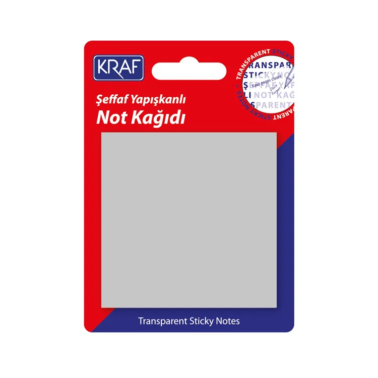 KRAF 7676TR YAPIŞKANLI NOT KAĞIDI 50yp.76x76mm. ŞEFFAF GRİ