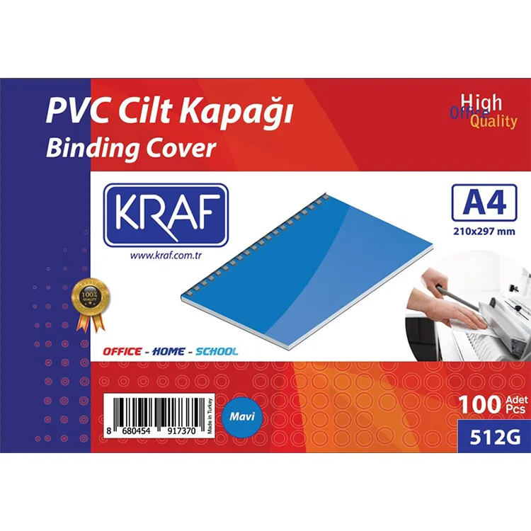 KRAF 512G CİLT KAPAĞI A4 160mic. 100'LÜ MAVİ