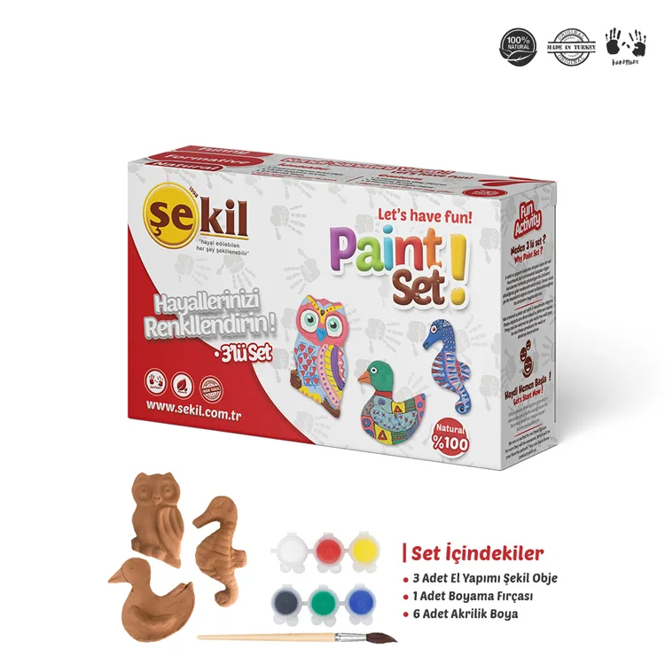 ŞEKİL SKL3ST KİL OBJE BOYAMA SETİ 3'LÜ