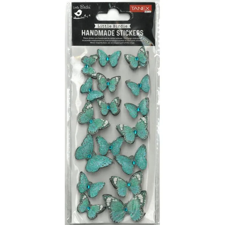 TANEX HANDMADE TNX-28041 DEKORATİF ETİKETLER - TAŞLI KELEBEK-1 SERİSİ STICKER - TEKLİ