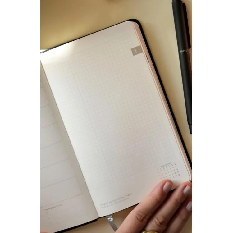 VICTORIA'S JOURNALS 226-4062 10x17 cm CANVAS 100 GR HAFTALIK AJANDA - SİYAH