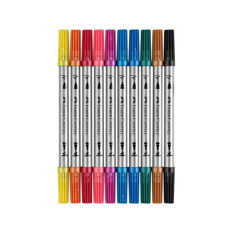 FABER GLITTER ÇİFT UÇLU KEÇELİ SİMLİ KALEM SETİ 10' LU ( 10 RENK ) - 151107