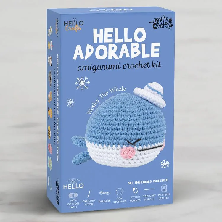 HELLO CRAFTS ADORABLE KC981 CROCHET AMIGURUMI ÖRGÜ KİTİ - YUNUS BALIĞI WESLEY THE WHALE (1 SET)
