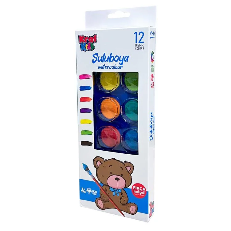 KRAF KIDS KK600 WATERCOLOR- SULUBOYA SETİ 12'Lİ KARTON KUTU