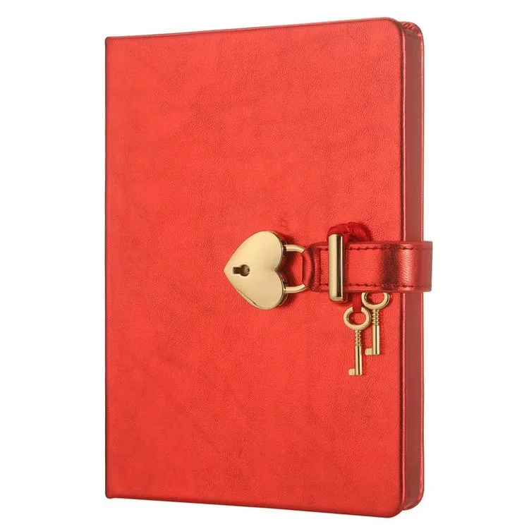 VICTORIA'S JOURNALS 4403 13x18cm 80gr.160YP. HUSH-HUSH KUTULU KİLİTLİ ÇİZGİSİZ DEFTER METALİK KIRMIZI
