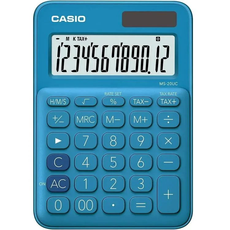 CASIO MS-20UC-BU 12 HANE MAVİ MASAÜSTÜ HESAP MAKİNESİ