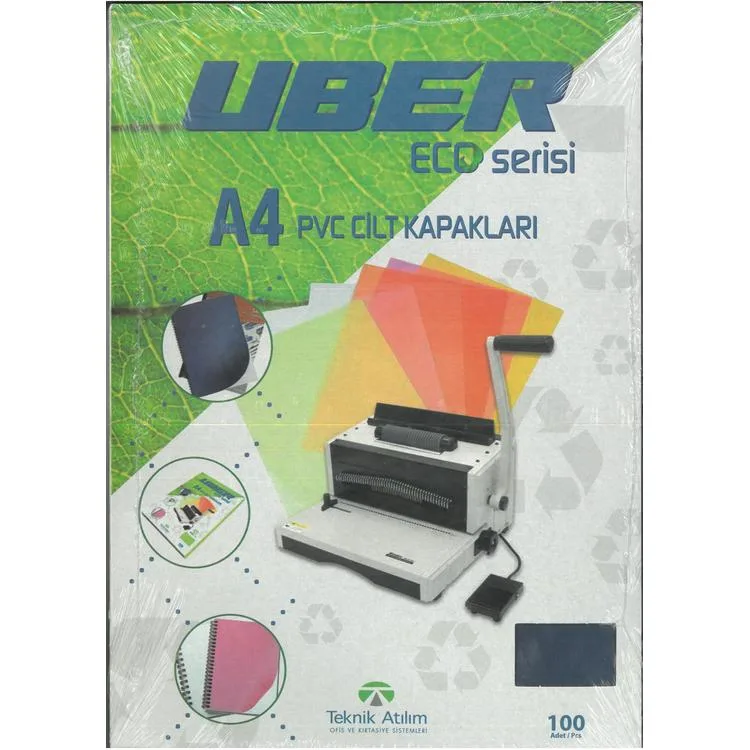 TEKNİK 15201003E UBER ECO A4 PVC CİLT KAPAĞI ŞEFFAF 100'LÜ (TEK PAKET)