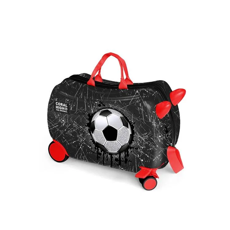CORAL HIGH 16369 SİYAH FUTBOL DESENLİ OTUR-ÇEK ÇOCUK VALİZİ