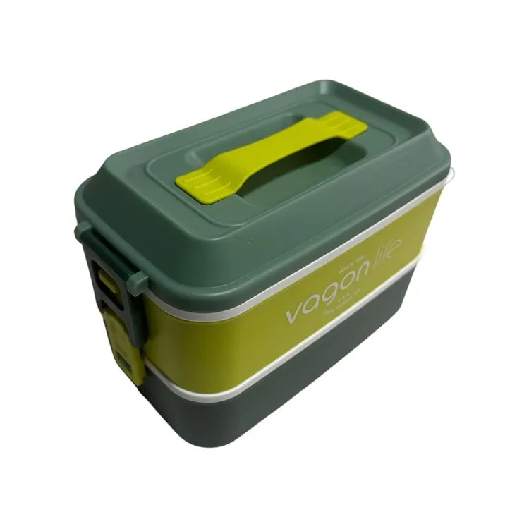 VAGONLİFE PASLANMAZ ÇELİK YEMEK KABI 2 KATLI 3 BÖLMELİ LUNCH BOX VGN6744 1200ML - YEŞİL