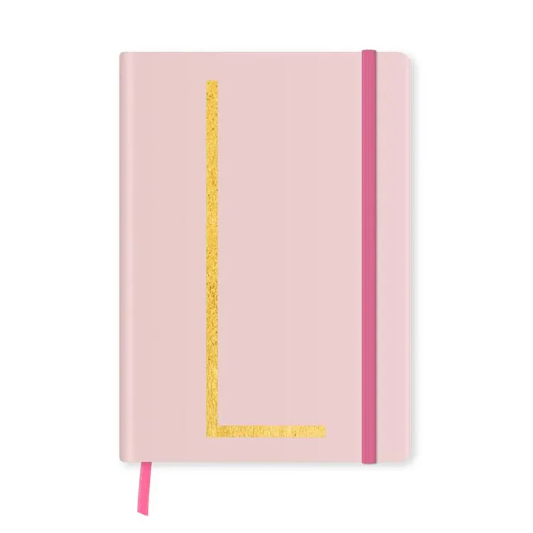 DEFFTER FABOOKS MONOGRAM HARF BASKILI LASTİKLİ SERT KAPAK ÇİZGİLİ DEFTER 168 SYF - L