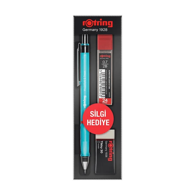 ROTRING VISUCLICK VERSATİL + MİN + SİLGİ 3'LÜ OKUL SETİ - 0.7 mm MAVİ