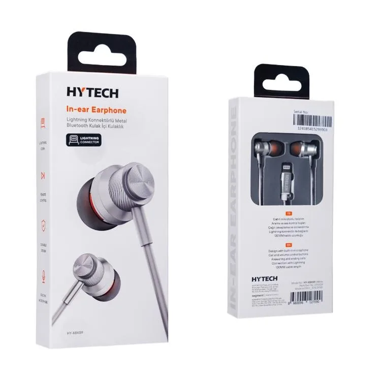 HYTECH HY-XBK59 KABLOLU KULAK İÇİ MİKROFONLU KULAKLIK LIGHTNING BEYAZ