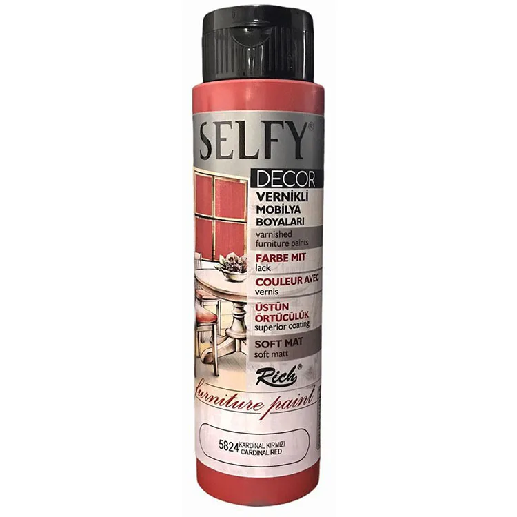 RİCH SLF-500-5824 SELFY DECOR VERNİKLİ AKRİLİK BOYA 500cc.KARDİNAL KIRMIZI