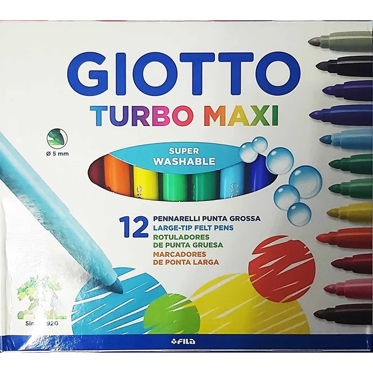 GIOTTO TURBO MAXI KEÇELİ BOYA KALEMİ 12'Lİ