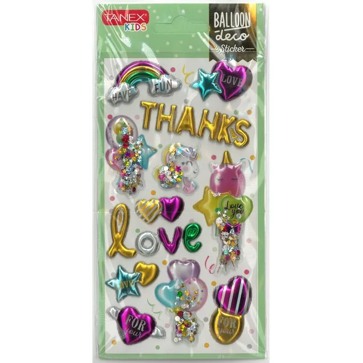 TANEX KIDS TNX-26002 DEKORATİF ETİKETLER - PUFFY BALLON STICKER