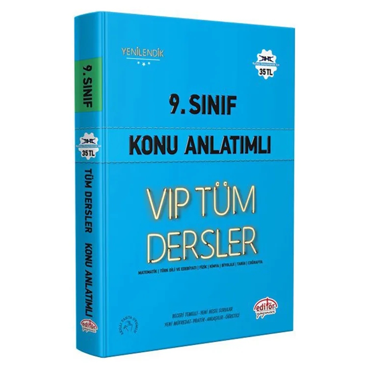 EDİTÖR 9.SINIF VIP TÜM DERSLER KONU ANLATIMLI MAVİ KİTAP