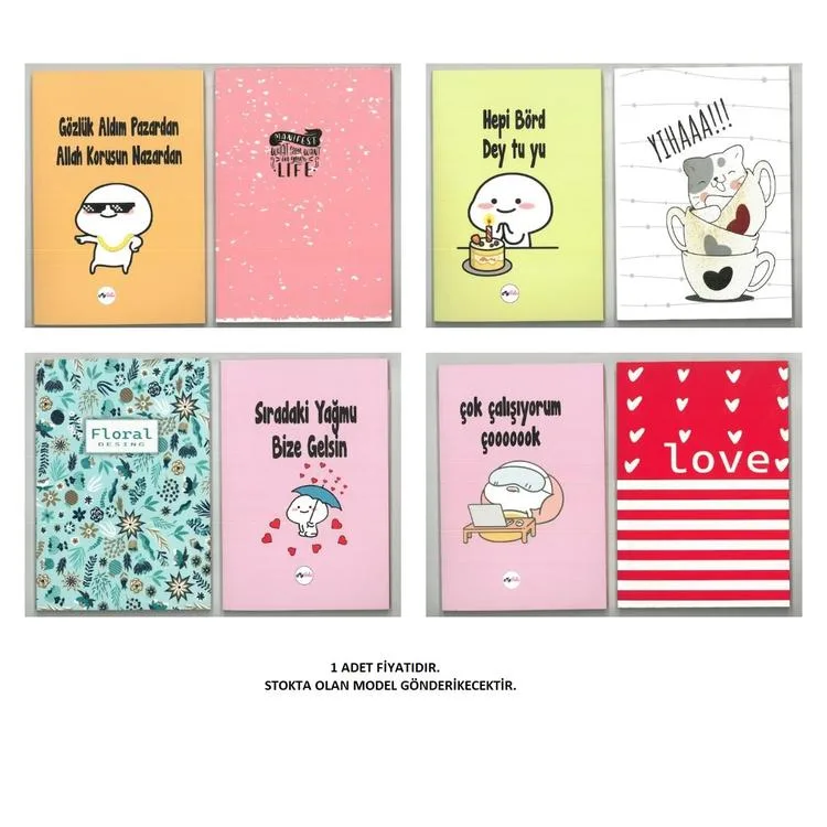 DRN GIFT ST-0205 14x20 BOYALI KENAR KARTON KAPAK 64 YP. ÇİZGİLİ DEFTER - TEKLİ