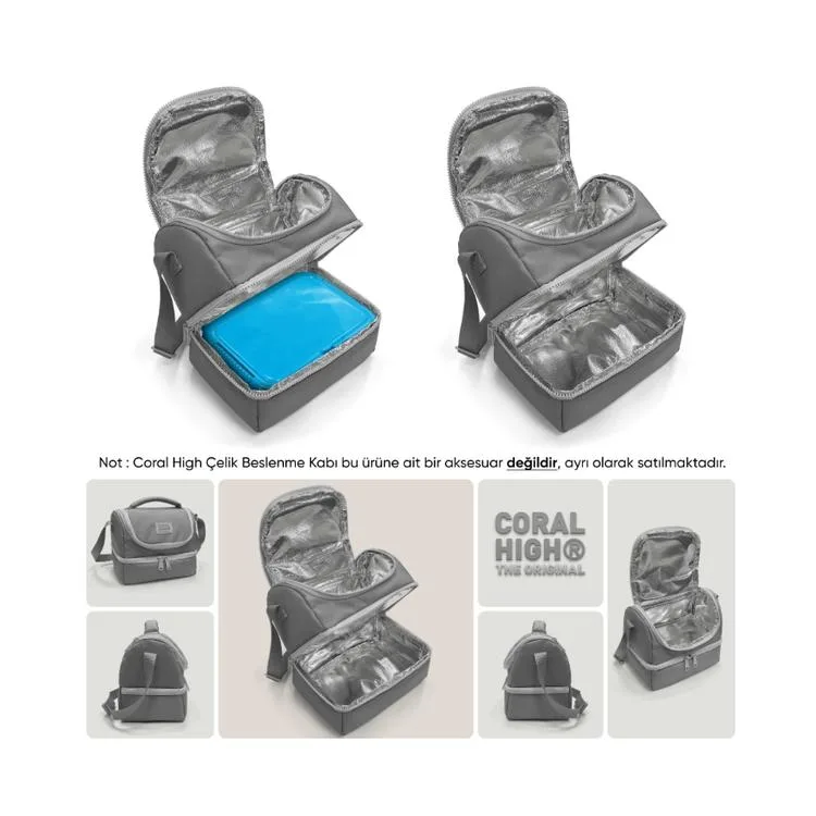 CORAL HIGH 37211 KIDS PEMBE RENGARENK DONDURMA DESENLİ THERMO İKİ KATLI BESLENME ÇANTASI