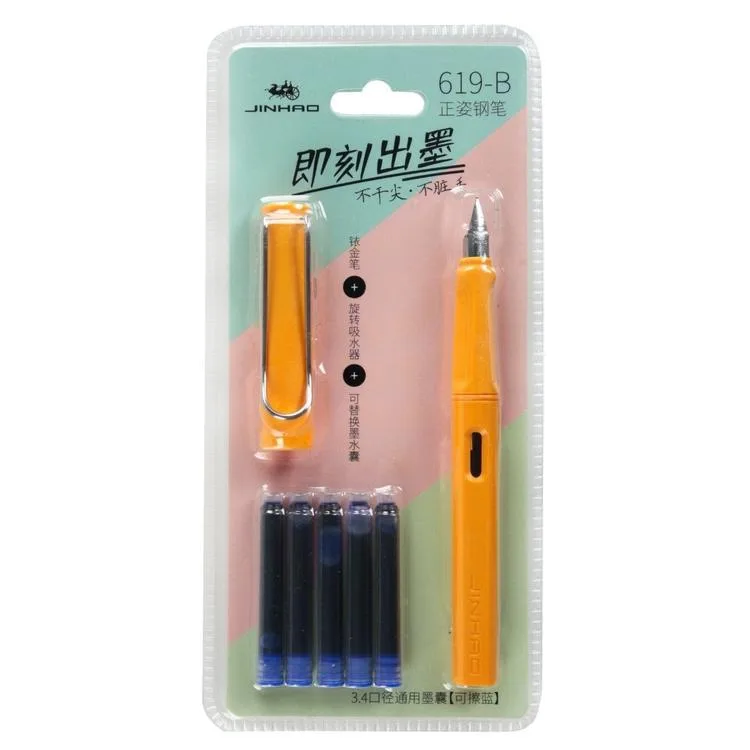 JINHAO 24-A 619 F UÇ DOLMA KALEM PLASTİK KARTELA 1 SET