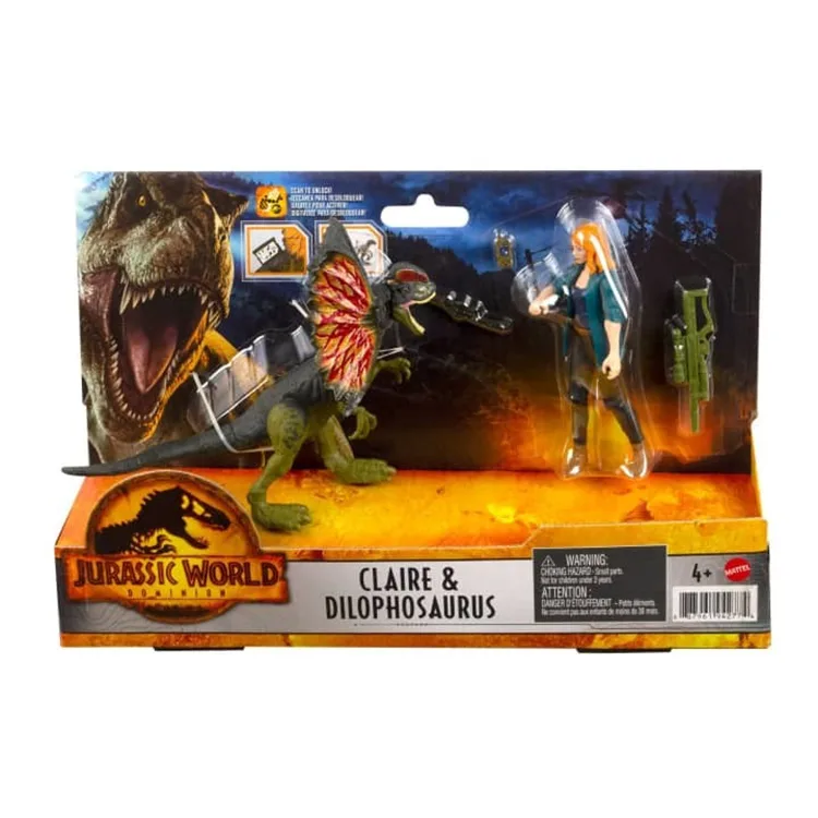 MATTEL HDX46/GWM28 JURASSIC WORLD CLAIRE & DILOPHOSAURUS KARAKTER VE DİNOZOR FİGÜRÜ PAKETİ