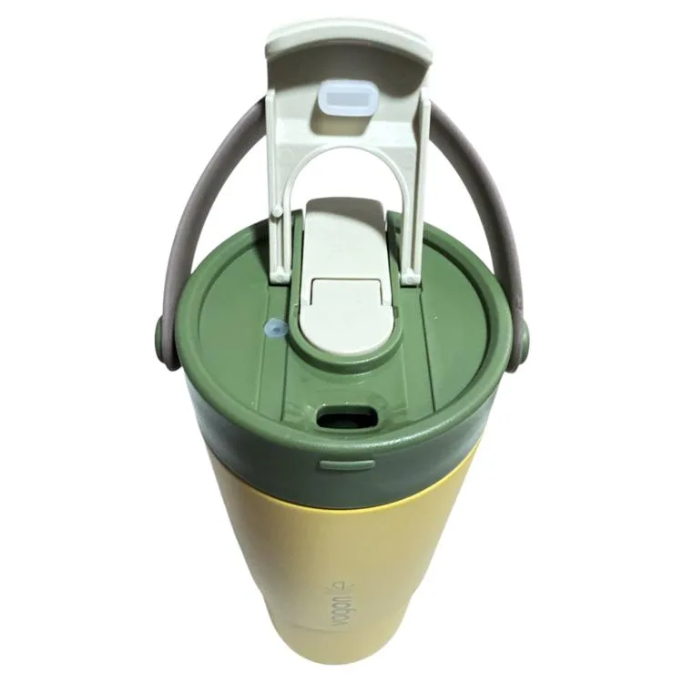 VAGONLİFE ÇELİK PİPETLİ/PİPETSİZ KULLANIM SİLİKON EL ASKILI MATARA/TERMOS VGN1102 660ML - SARI