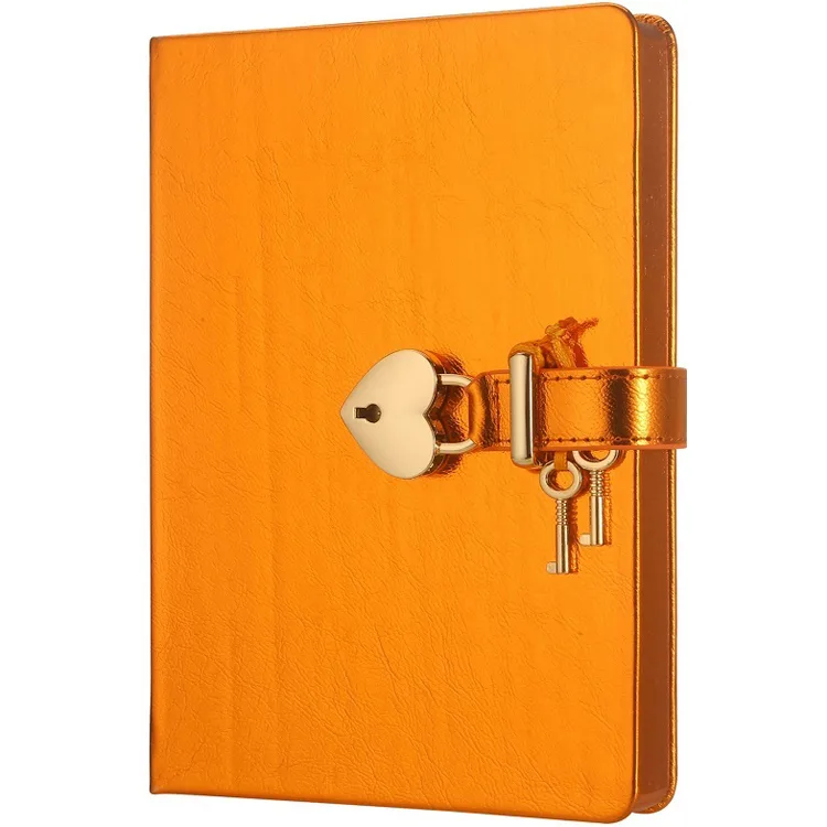 VICTORIA'S JOURNALS 4401 13x18cm 80gr.160YP. HUSH-HUSH KUTULU KİLİTLİ ÇİZGİSİZ DEFTER METALİK TURUNCU