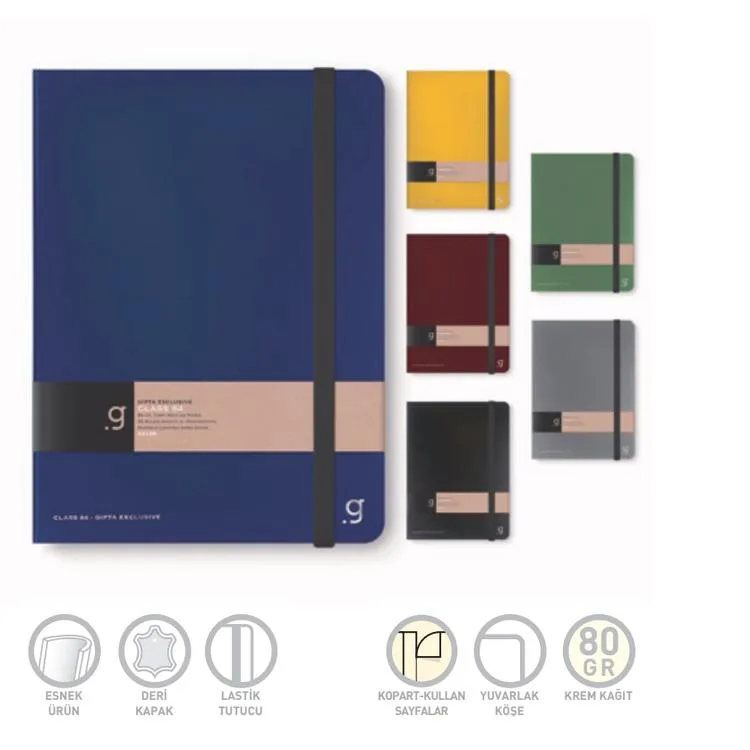GIPTA CLASS 84 İPLİK DİKİŞLİ LASTİKLİ FLEXI KAPAK 13X21 96 YP. ÇİZGİLİ DEFTER 6993 - TEKLİ