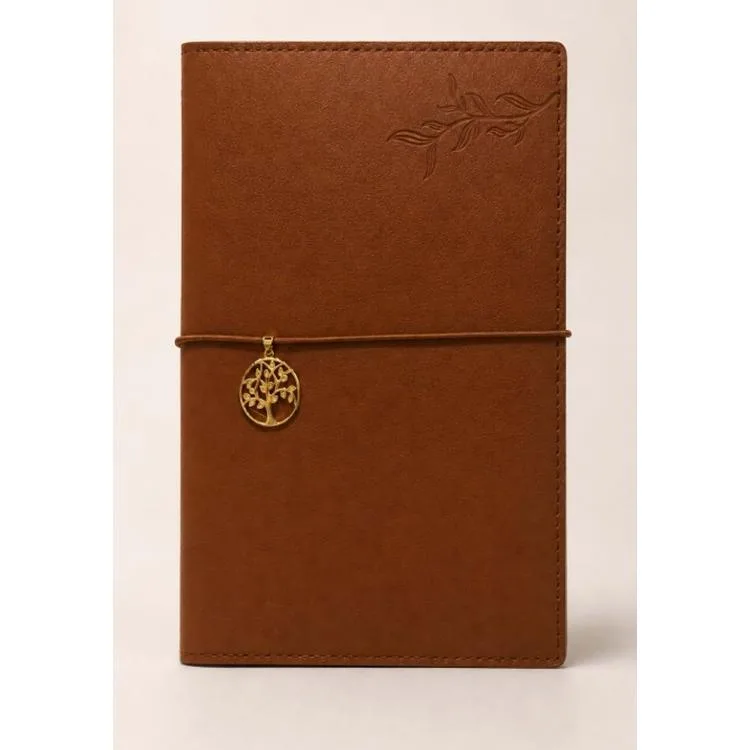 VICTORIA'S JOURNALS CHARM HAYAT AĞACI 126-2743 VEGAN DERİ KAPAK 13X18 cm 100 gr. 96 YP. KREM ÇİZGİLİ DEFTER KAHVERENGİ