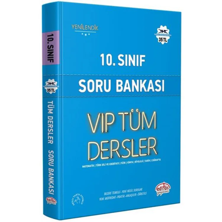 EDİTÖR 10. SINIF VİP TÜM DERSLER SORU BANKASI MAVİ KİTAP