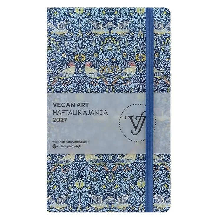 VICTORIA'S JOURNALS 226-2317 13x21cm SMYTH VEGAN ART SERT KAPAK CEPLİ LASTİKLİ HAFTALIK AJANDA - DESEN 1