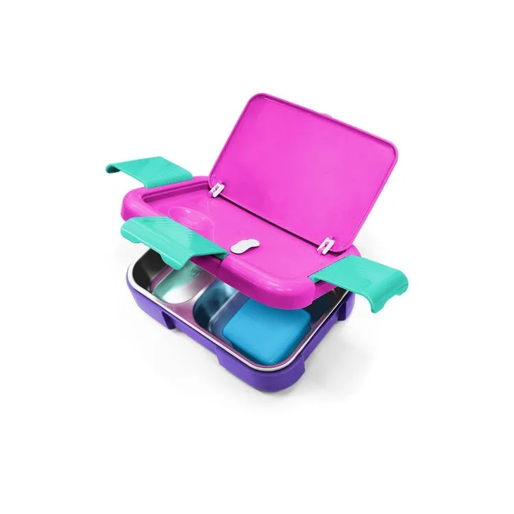 CORAL HIGH 39212 KIDS NEON PEMBE SU YEŞİLİ KALP DESENLİ 2 BÖLMELİ PASLANMAZ ÇELİK YEMEK KABI