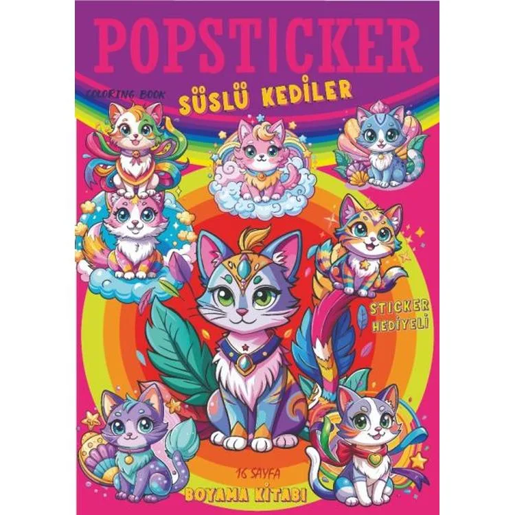 LAMA TOYS POPSTICKER SÜSLÜ KEDİLER STICKERLI BOYAMA KİTABI