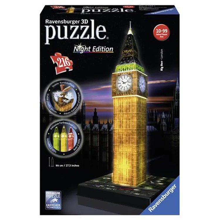 ADORE RAVENSBURGER RPB125883 BIG BEN-3D PUZZLE,IŞIKLI