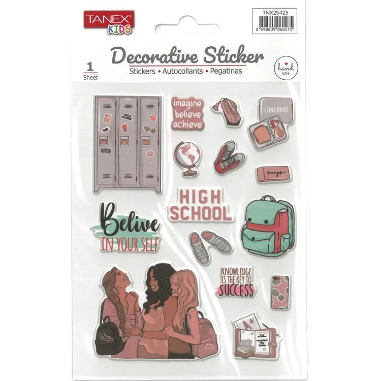 TANEX KIDS TNX-25423 DEKORATİF ETİKETLER - PUFFY OKUL SERİSİ STICKER