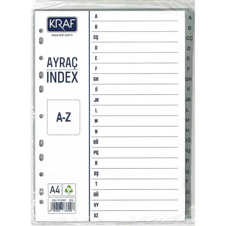 KRAF SEPARATÖR 1004 A-Z HARFLİ AYRAÇ INDEX