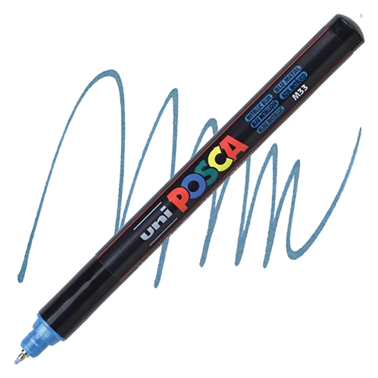 UNİ POSCA SU BAZLI POSTER MARKER 0.7 PC-1MR 0.7 METALİK MAVİ