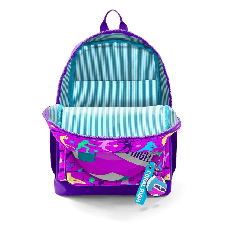 CORAL HIGH 23761 KIDS PEMBE MOR VOLEYBOL DESENLİ DÖRT BÖLMELİ SIRT ÇANTASI