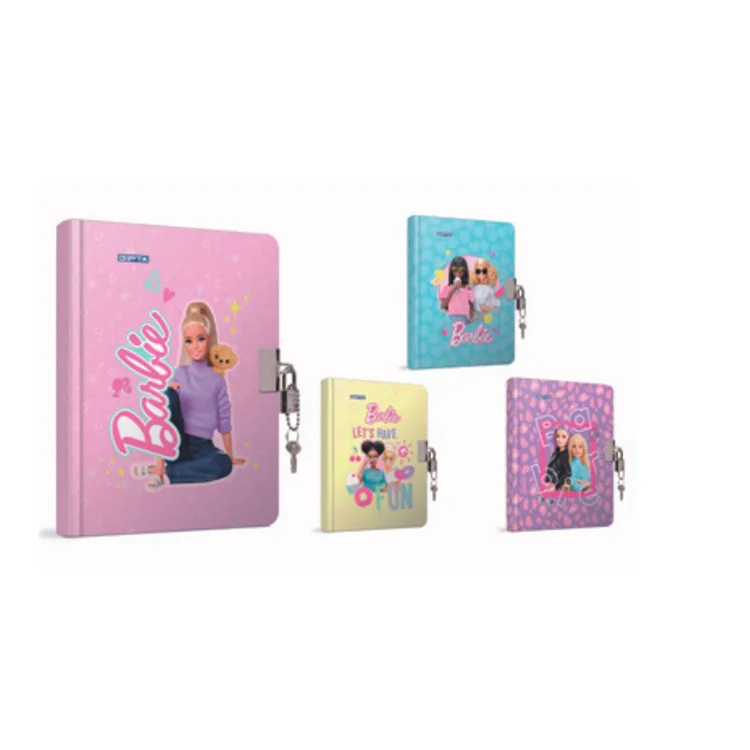 GIPTA BARBIE KİLİTLİ İPLİK DİKİŞLİ SERT KAPAK 14X20 96YP. ÇİZGİSİZ