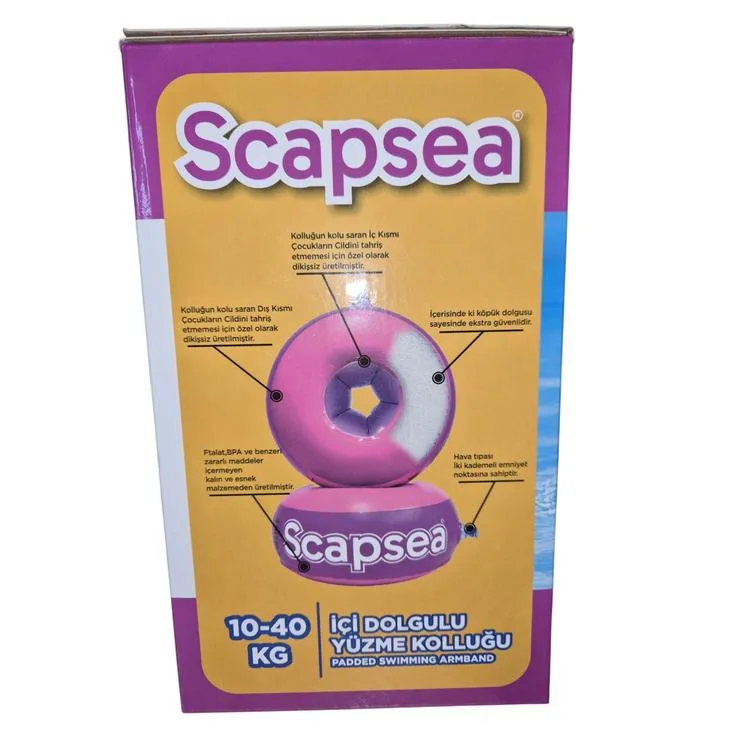 SCAPSEA ST00627 PEMBE İÇİ DOLGULU + TAMİR BANDI + ŞİŞİRME POMPASI + TAŞIMA ÇANTASI KUTULU YÜZME KOLLUĞU SET 10-40 KG