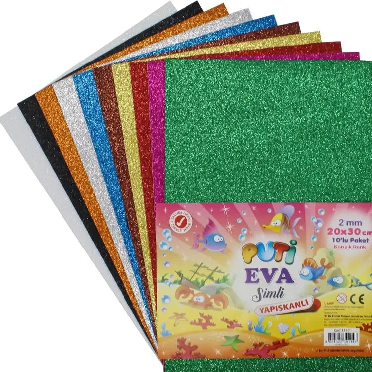 PUTİ 20X30 SİMLİ YAPIŞKANLI EVA 2mm 10'LU KARIŞIK RENK TEK PAKET 1147