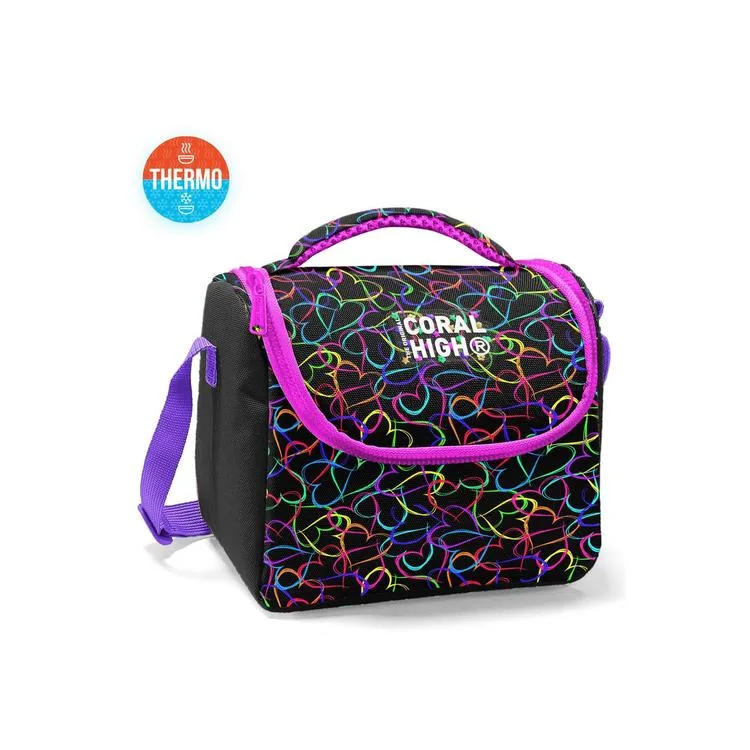 CORAL HIGH 22770 KIDS ÇOK RENKLİ KALP DESENLİ THERMO BESLENME ÇANTASI
