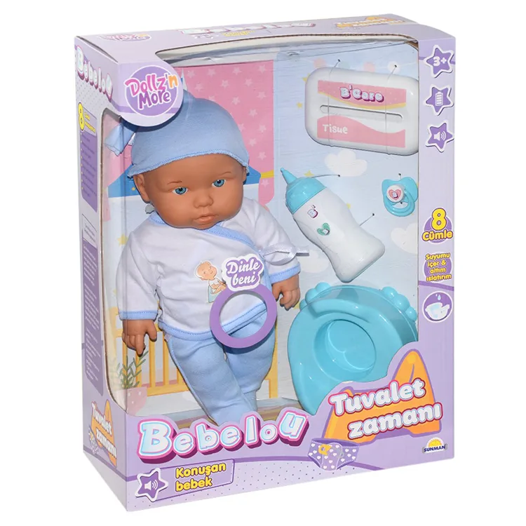 SUNMAN 30011 BEBELOU TUVALET ZAMANI SESLİ BEBEK SETİ 35 CM