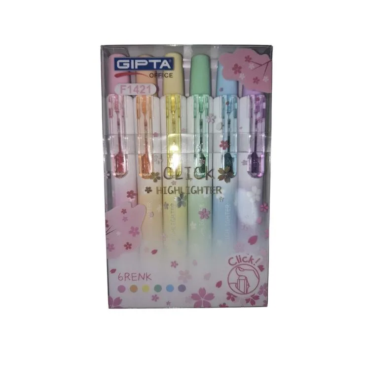 GIPTA F1421 CLICK FOSFORLU KALEM 6'LI SET