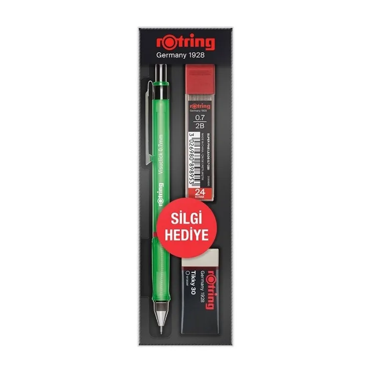 ROTRING VISUCLICK VERSATİL + MİN + SİLGİ 3'LÜ OKUL SETİ - 0.7 mm YEŞİL