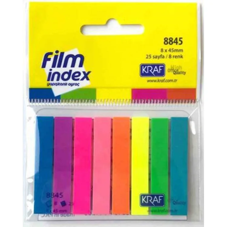 KRAF FILM YAPIŞKANLI AYRAÇ İNDEX 8x45mm. 25 SAYFA 8 RENK - 8845