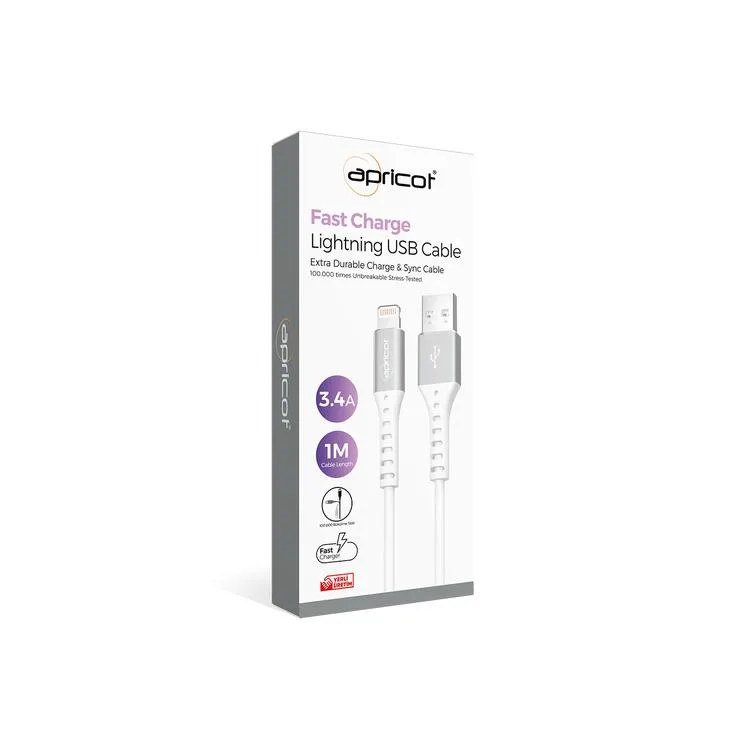 APRİCOT APC-A140L LİGHTNİNG 1M 3.4A USB ŞARJ DATA KABLOSU