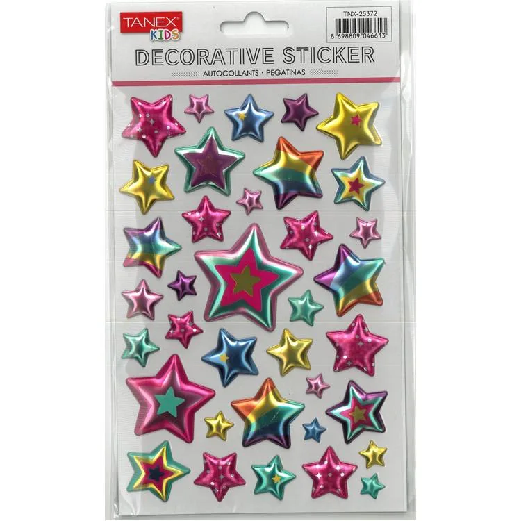 TANEX KIDS TNX-25372 DEKORATİF ETİKETLER - PUFFY YILDIZ BALON SERİSİ STICKER